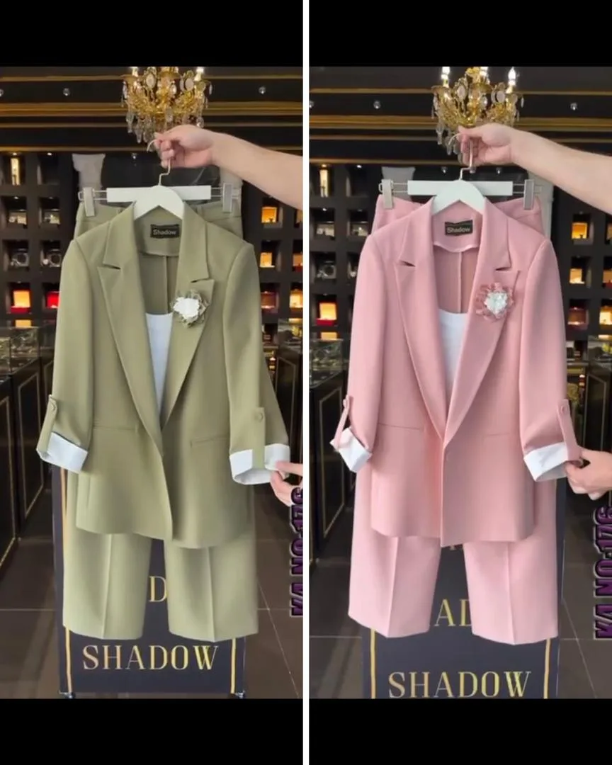 Ensemble Élégance Pastel – Veste Longue & Short Revers