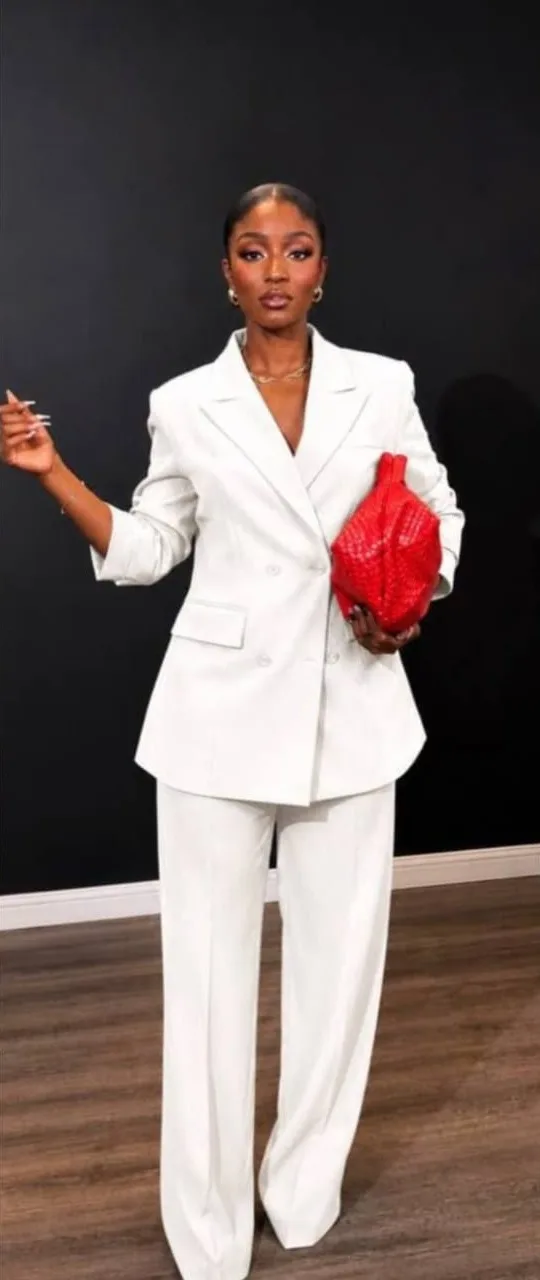 Tailleur Croisé Oversize – Veste longue & pantalon large — Blanc