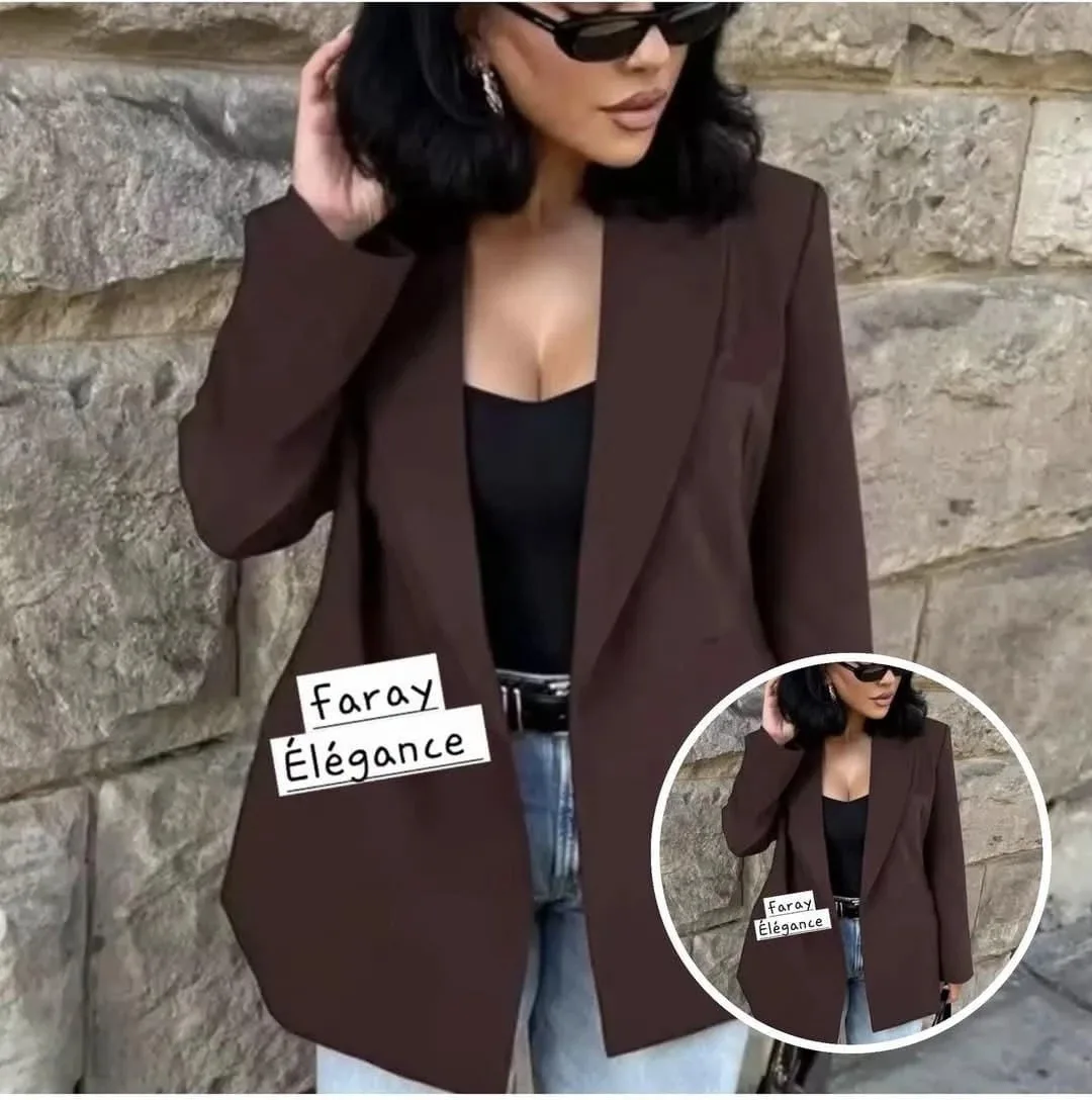 Blazer Chocolat – Coupe droite oversize