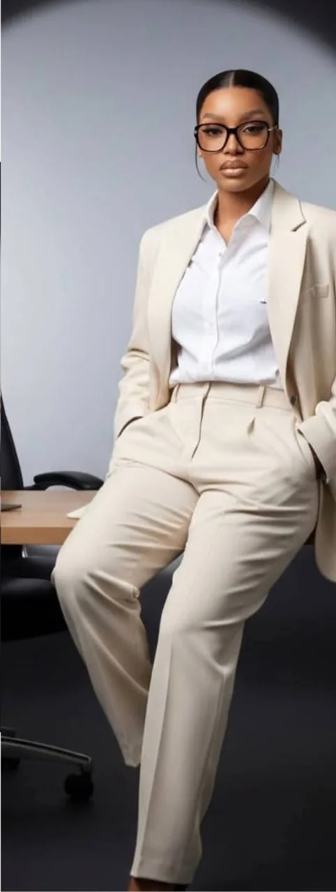 Tailleur Sable – Blazer long & pantalon droit beige